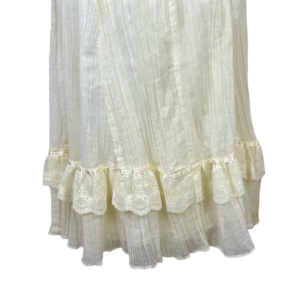 Gunne Sax Vintage Cream Tier Lace Ribbon Boho Skirt in size 9 (modern size 6) - Picture 9 of 11